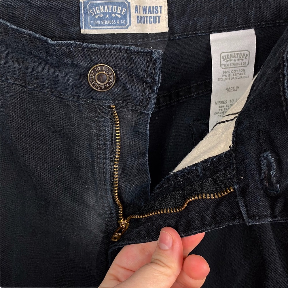 Levi’s At Waist Bootcut Flair Stretchy High Rise Black Denim Jeans 10 L - Picture 6 of 10